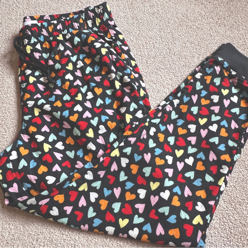 Old Navy Hearts flannel jogger lounge-pants pj-pants sz Large